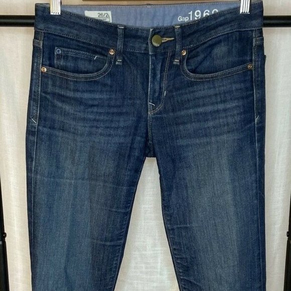 Gap 1969 Real Straight Dark Wash Copper Detail Women's 2L Jean - Picture 1 of 11